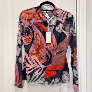 Johnny Was Jaylin Long Sleeve Mesh Tee Sereina